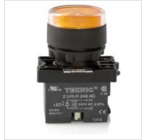 Teknic Yellow LED/ Yellow Lens Illuminated Flush Momentary Integral Actuator With LED Bulb, P2ALRF8L